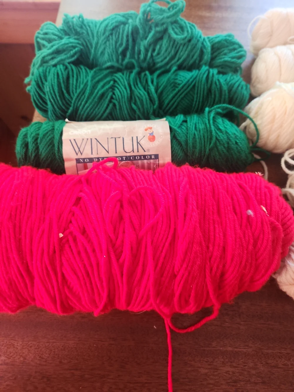 Wintuk & Assorted Worsted Weight Yarn Bundle in Xmas Colors Lot Of 9